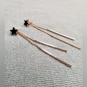 Star Dangle Earrings in Gold and Black